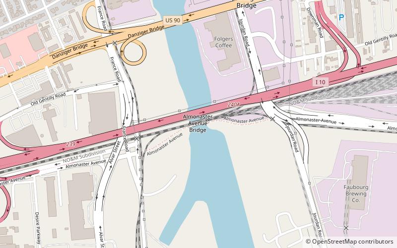Almonaster Avenue Bridge location map