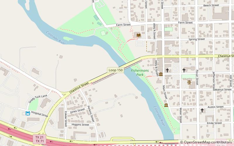 Colorado River Bridge at Bastrop location map