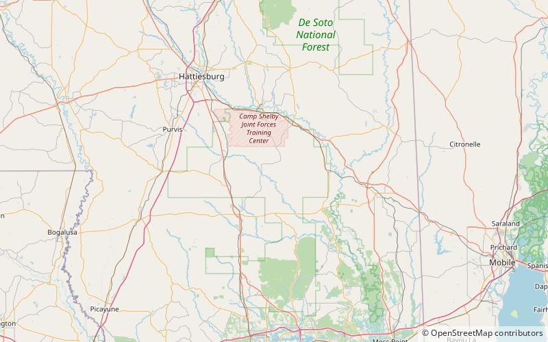 Bottomland hardwood forest location map
