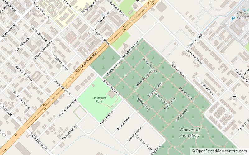 Oakwood Cemetery location map