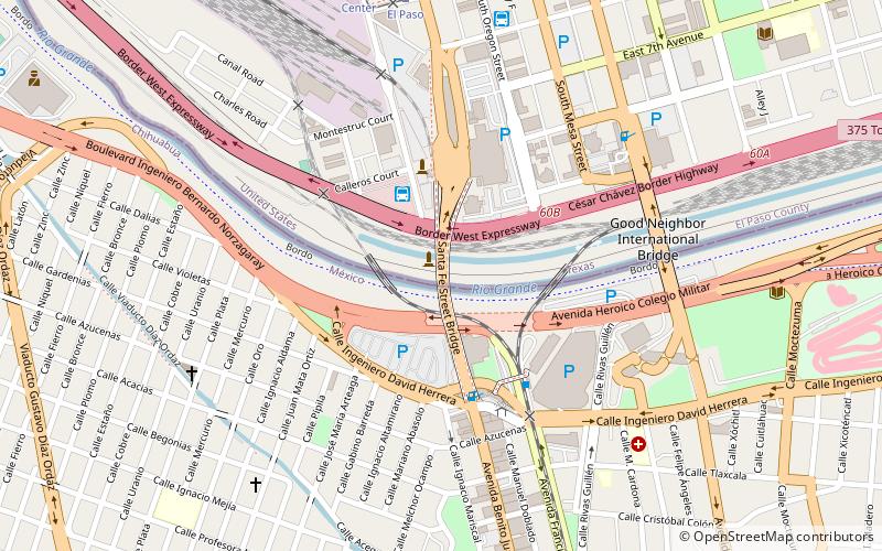 Paso del Norte International Bridge location map