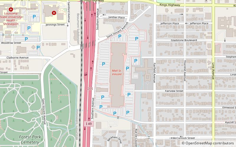 mall st vincent shreveport location map