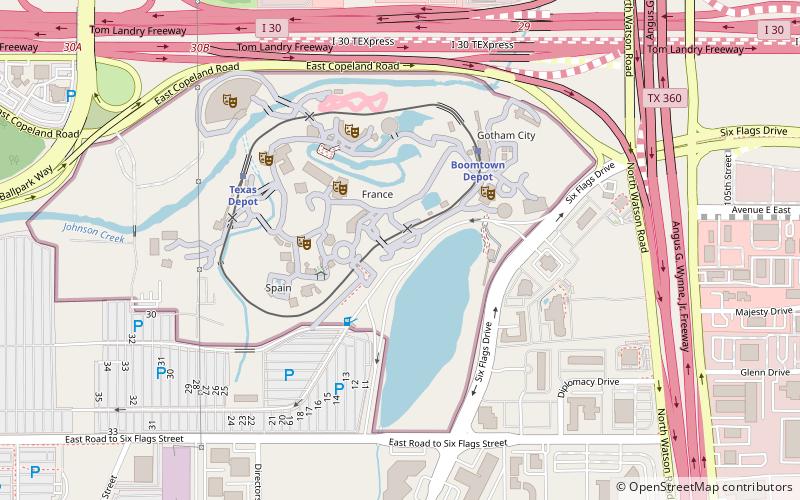 Six Flags Over Texas location map