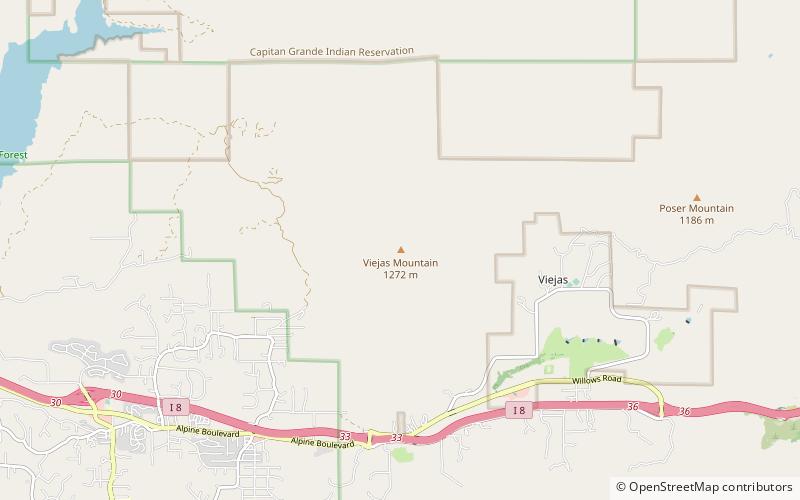 Viejas Mountain location map