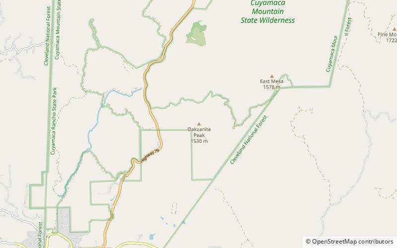 oakzanita peak park stanowy cuyamaca rancho location map