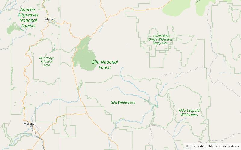 snow lake bosque nacional gila location map