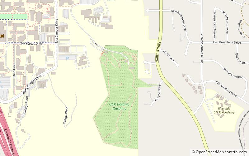 The UCR Botanical Gardens location map