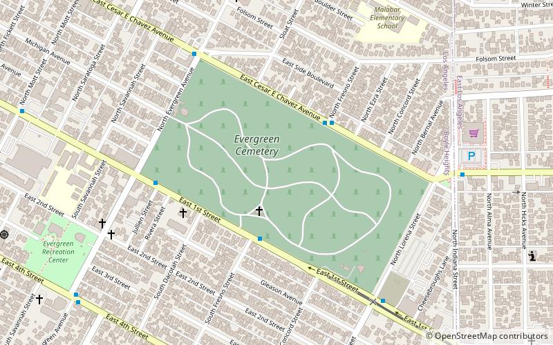 Evergreen Cemetery location map