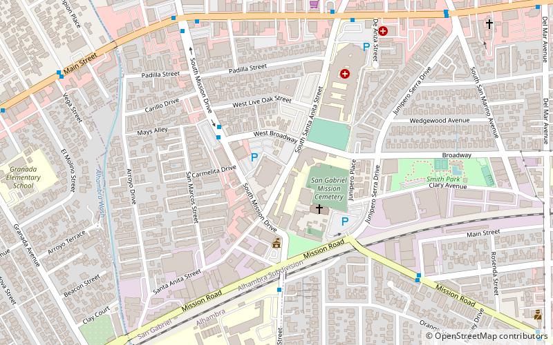 San Gabriel Mission Playhouse location map