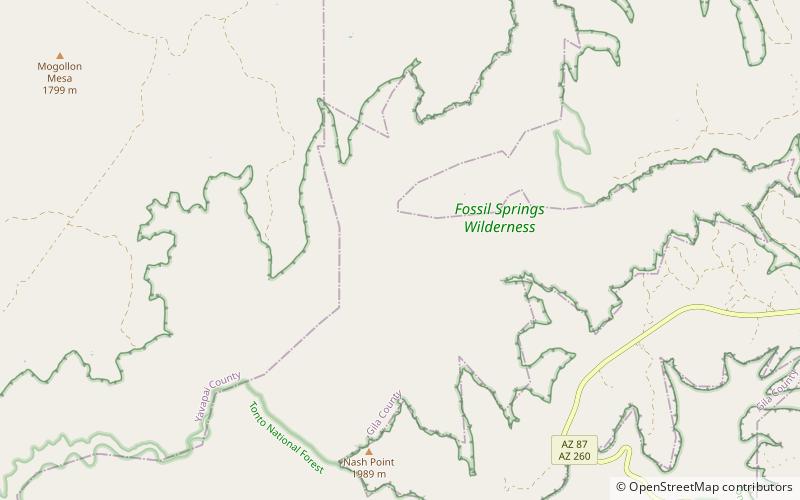Fossil Springs Wilderness location map