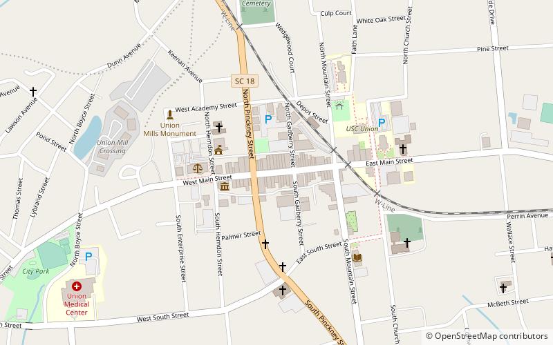 Union Downtown Historic District location map