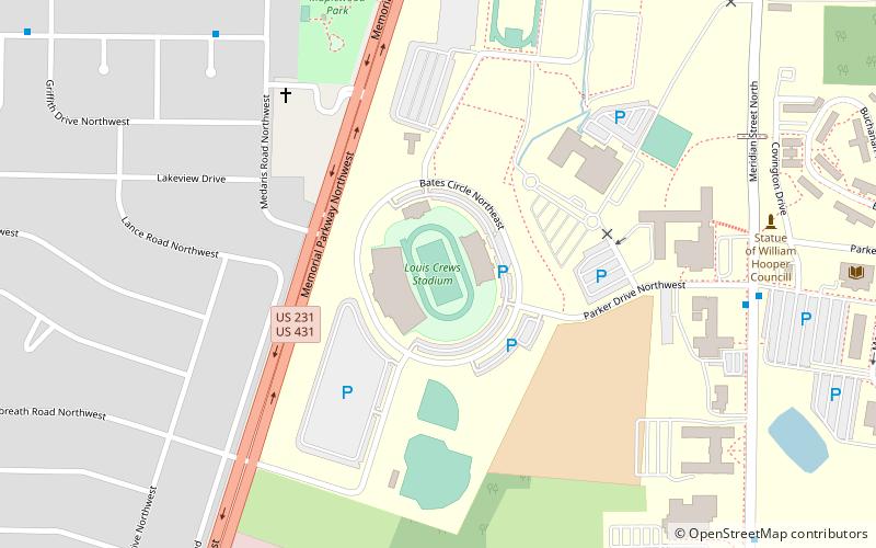 Louis Crews Stadium location map