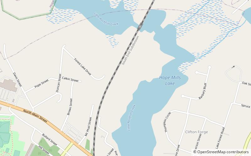 Hope Mills Lake location map