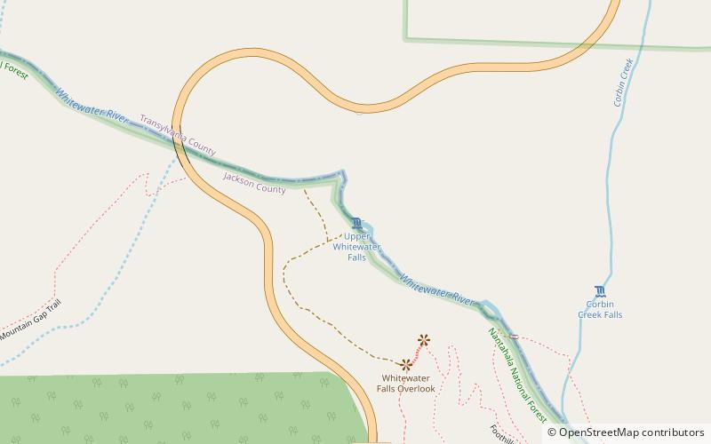 Upper Whitewater Falls location map