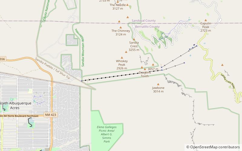 Sandia Peak Tramway location map