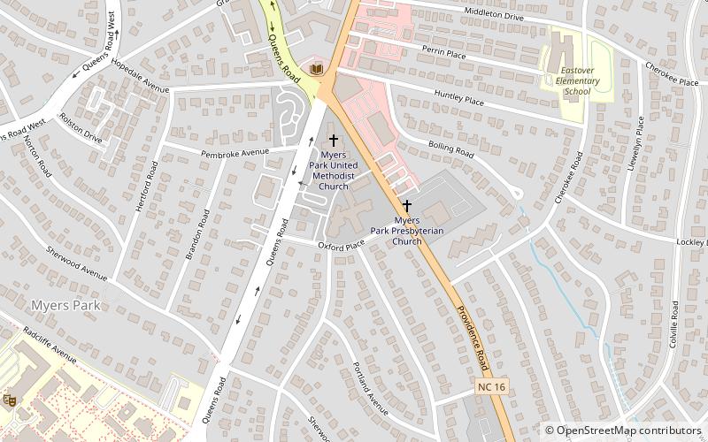 Myers Park Presbyterian Church location map