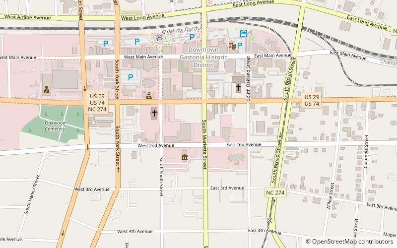 Downtown Gastonia Historic District location map