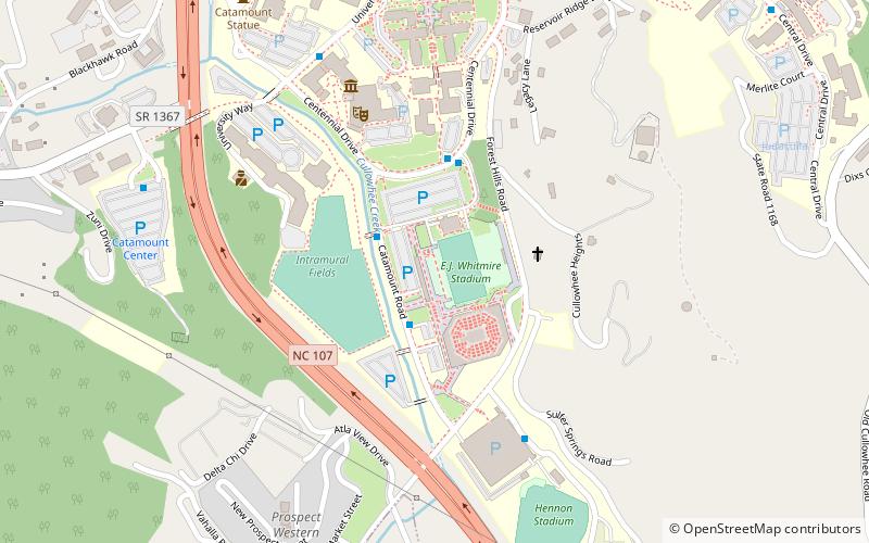 bob waters field at e j whitmire stadium cullowhee location map