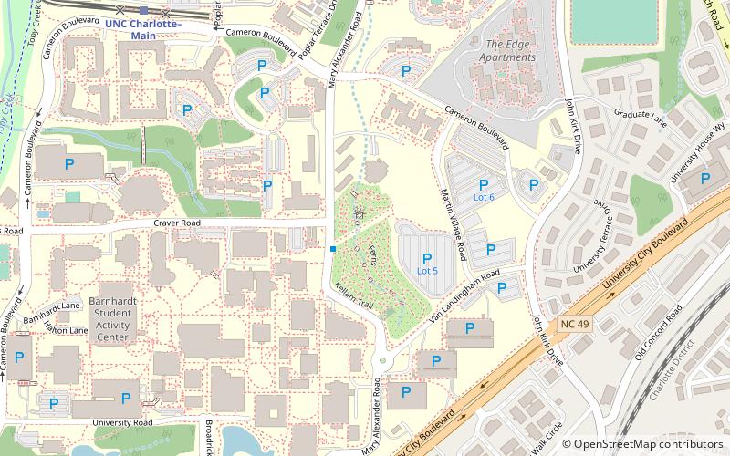 University of North Carolina at Charlotte Botanical Gardens location map