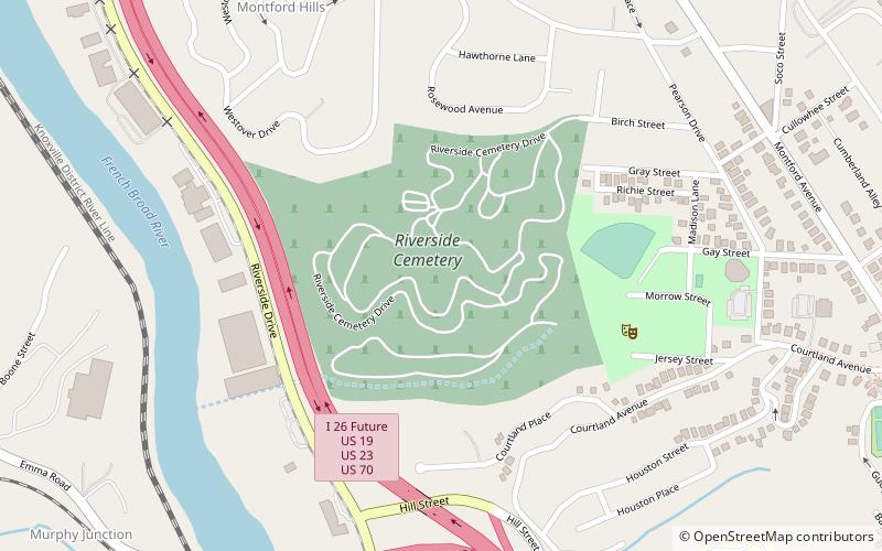 Riverside Cemetery location map