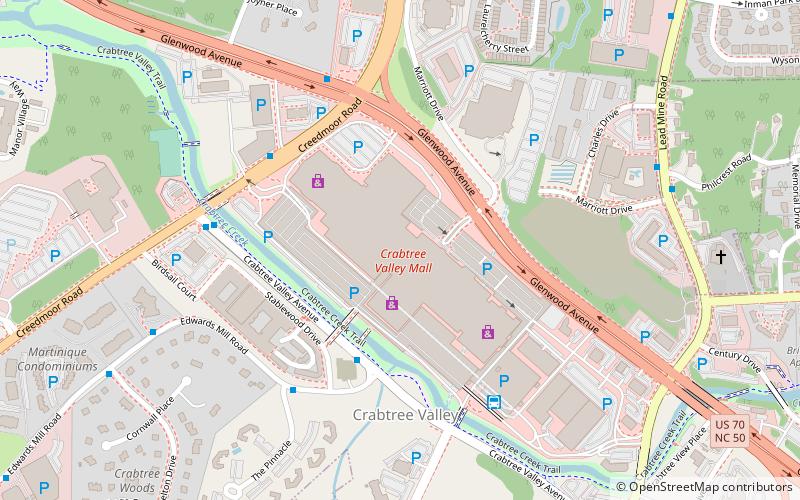 Crabtree Valley Mall location map