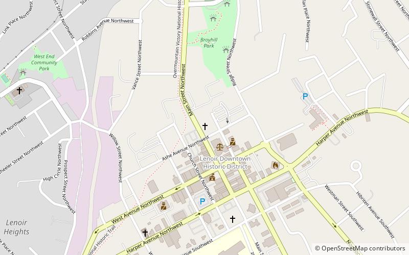 Lenoir Downtown Historic District location map