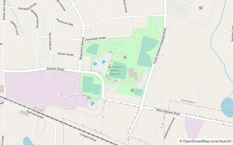 Burlington Athletic Stadium location map