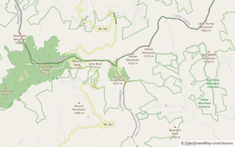 Grassy Ridge Bald location map
