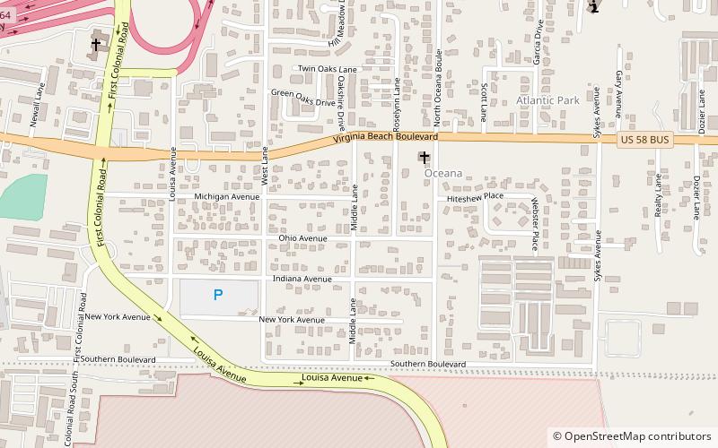 Oceana Neighborhood Historic District location map