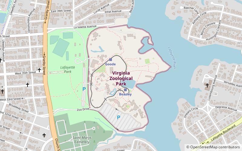 Virginia Zoo location map