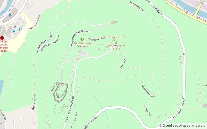 mill mountain park roanoke location map