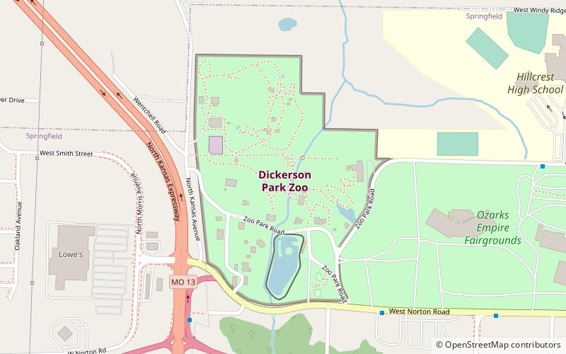 Dickerson Park Zoo location map