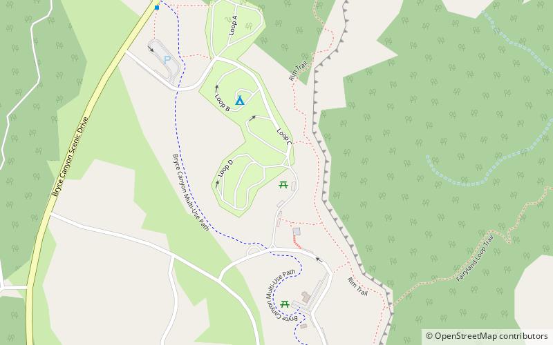 Bryce Canyon campground comfort stations location map