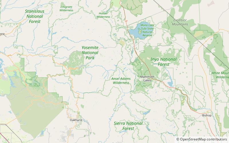 mount ansel adams park narodowy yosemite location map