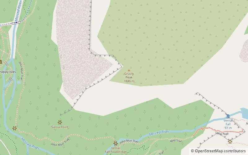 grizzly peak park narodowy yosemite location map