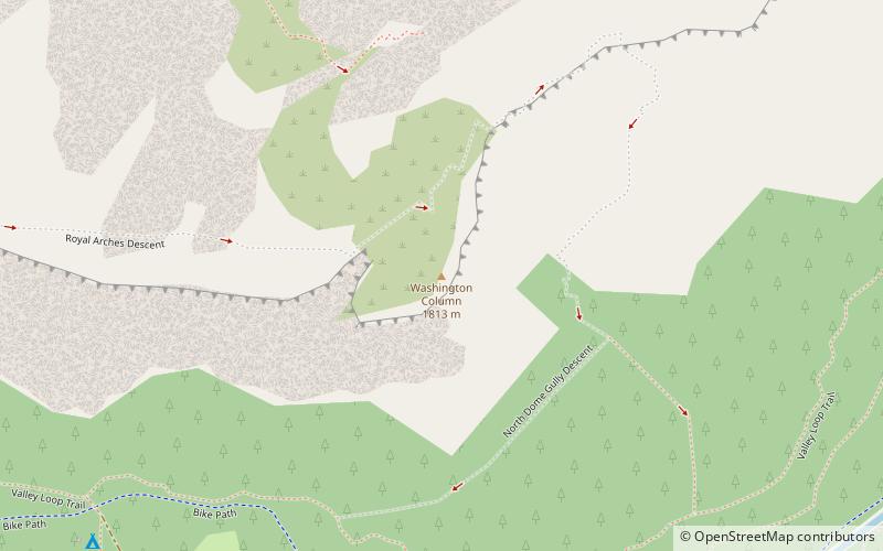 washington column yosemite nationalpark location map