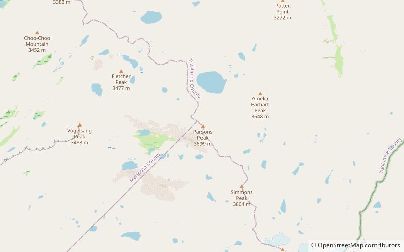 parsons peak yosemite nationalpark location map