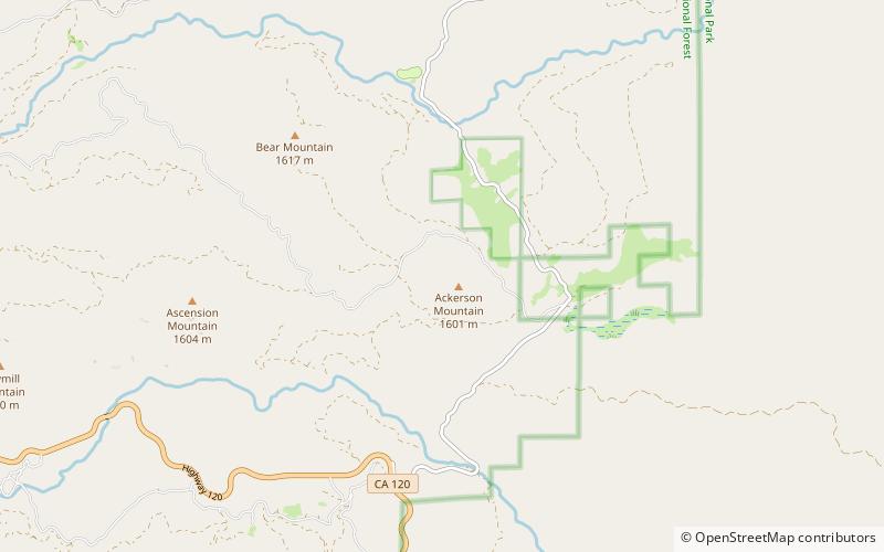 ackerson mountain parc national de yosemite location map