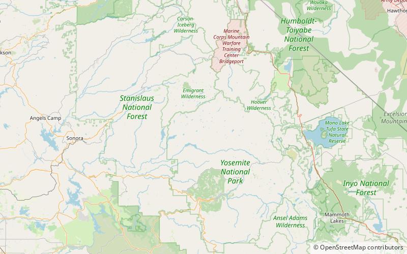 branigan lake park narodowy yosemite location map