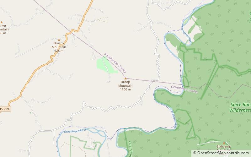 droop mountain foret nationale de monongahela location map