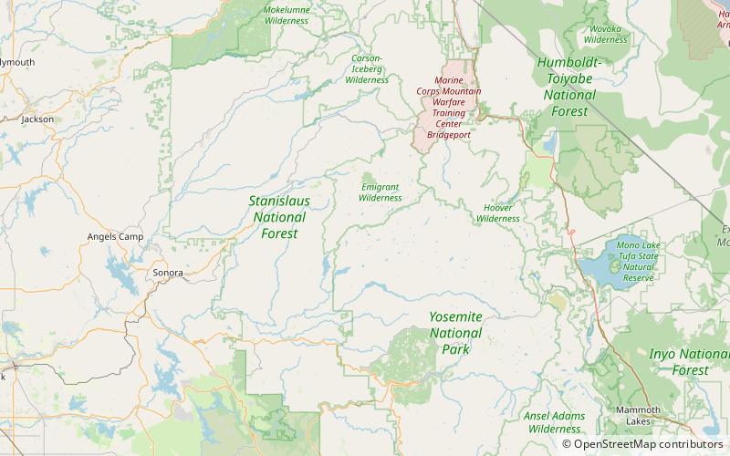 lac boundary parc national de yosemite location map