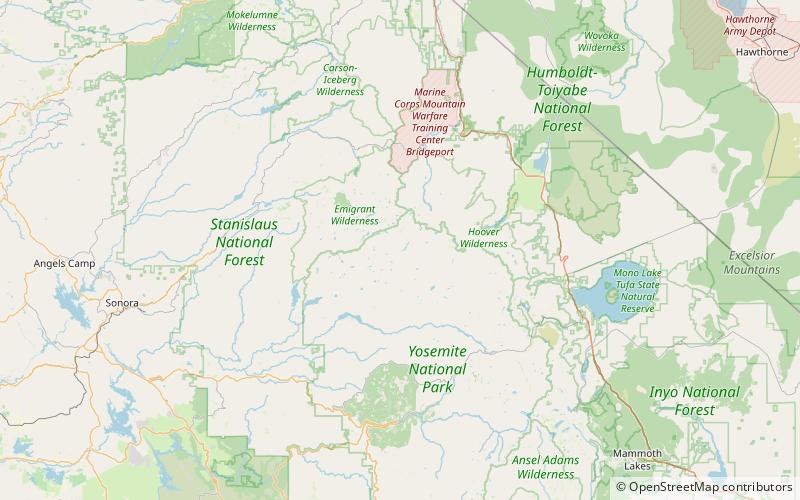 chittenden peak park narodowy yosemite location map