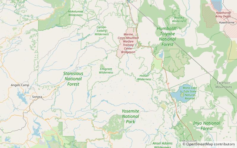 bigelow peak parc national de yosemite location map