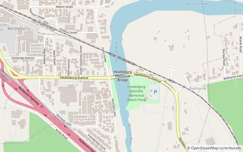 Healdsburg Memorial Bridge location map