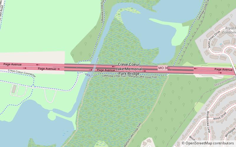 Creve Coeur Lake Memorial Park Bridge location map