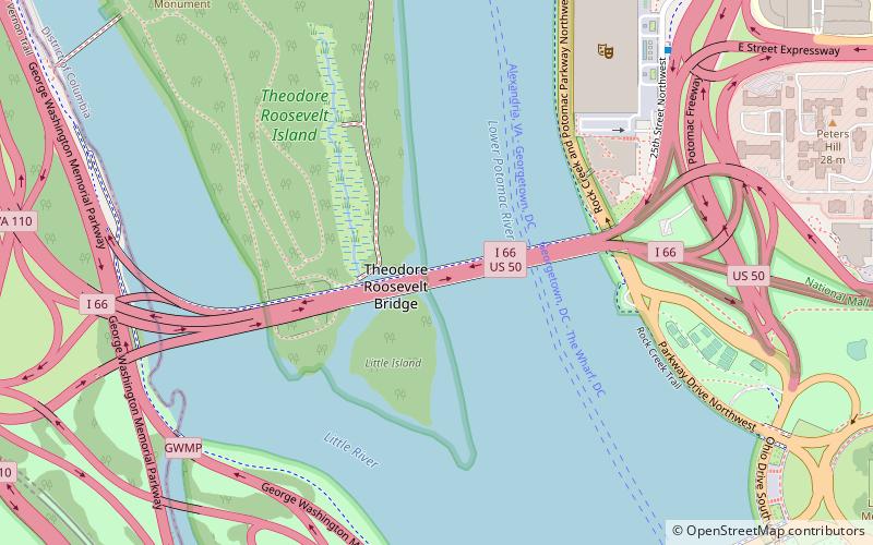 Theodore Roosevelt Bridge location map