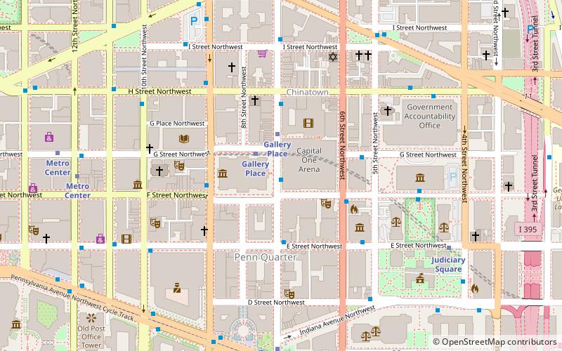 F Street and 7th Street shopping districts location map