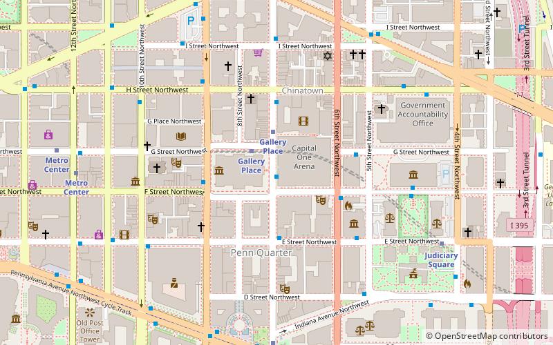 F Street and 7th Street shopping districts location