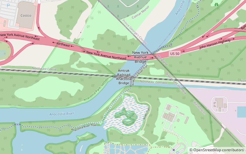 Amtrak Railroad Anacostia Bridge location map