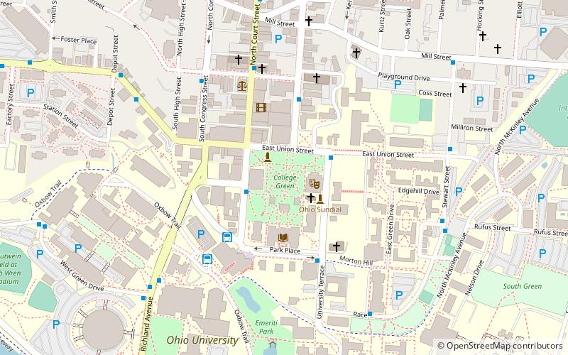 college green of ohio university athens location map